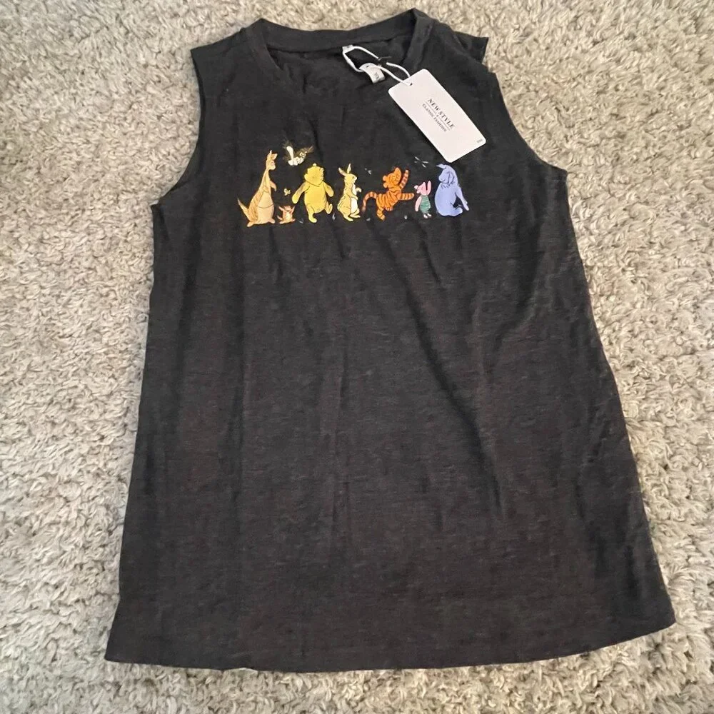 Disney Winnie the Pooh-Like & Friends Gray Tank Top Small NWT - Picture 2 of 6